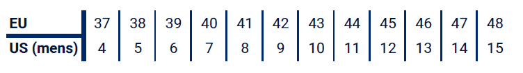 Dunlop Summer Boot Size Chart